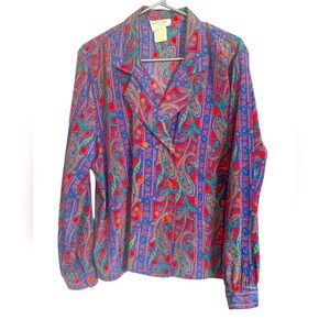 Elite Vintage Double Breasted Jacket / Top, Vibrant Paisley Colours Wrinkle Free